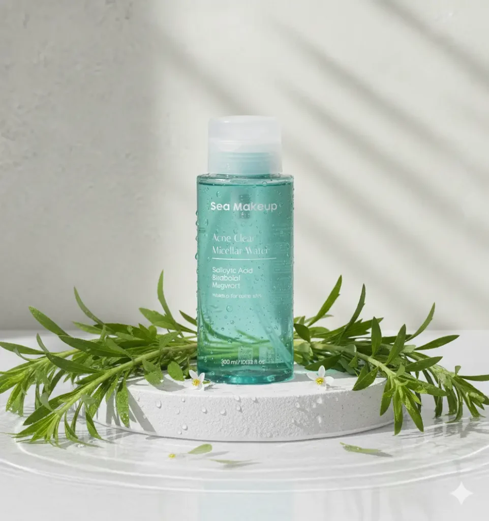 Sea Makeup Acne Clear Micellar Water dengan Salicylic Acid dan Mugwort untuk kulit berjerawat